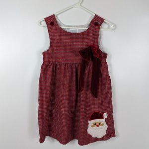 Lil Cactus Red Plaid Santa Bow Sleeveless Babydoll Christmas Dress